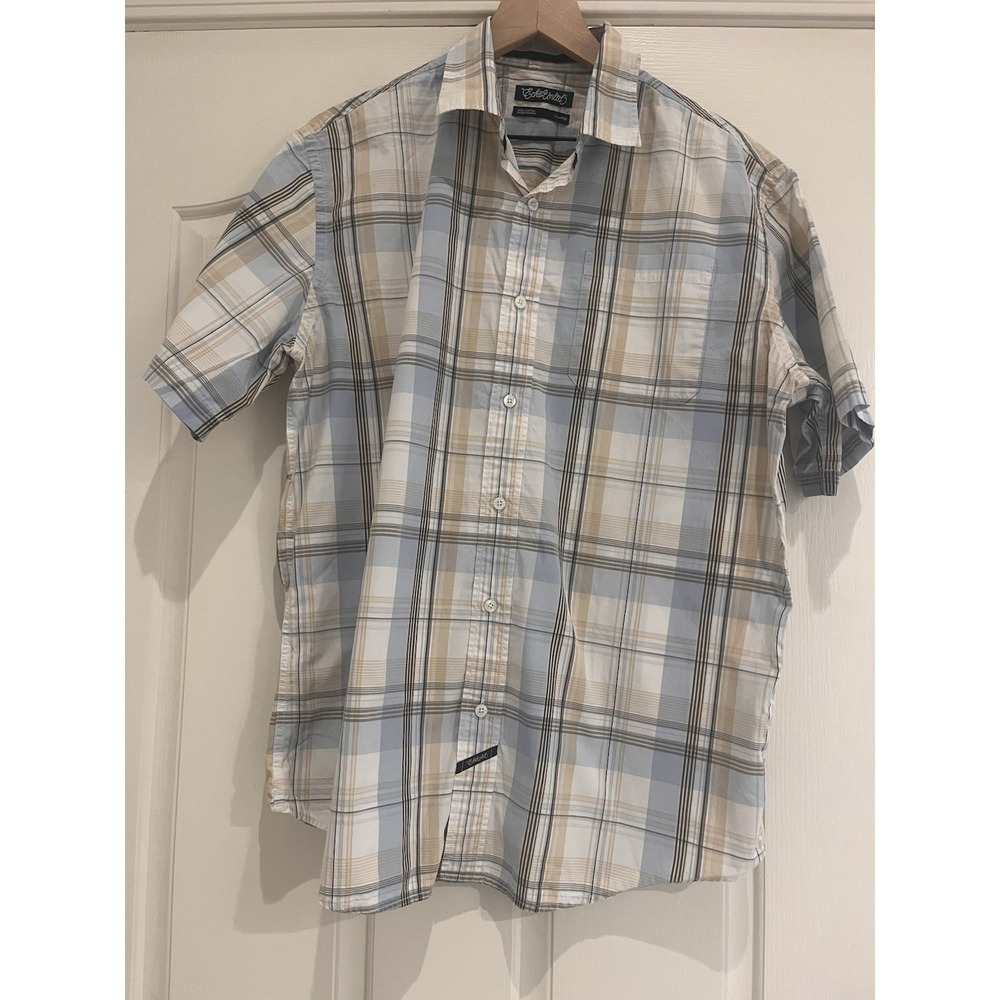 Ecko Unltd. Men Short Sleeve Plaid Y2K 90s Style Streetwear Button Down XL